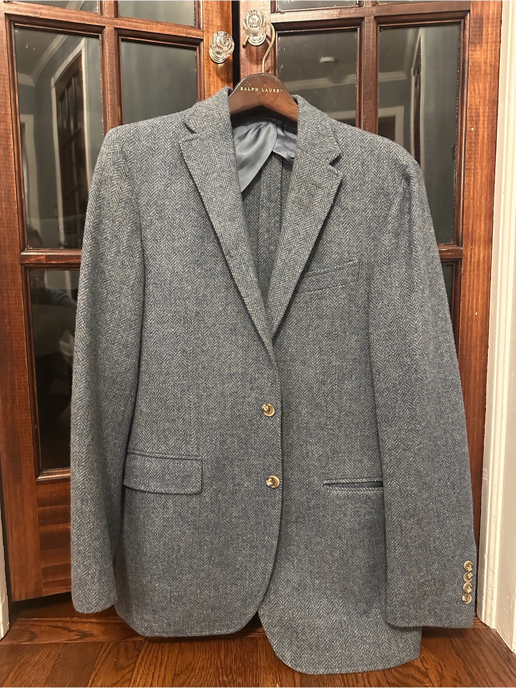 Ralph Lauren Men's Navy Herringbone Wool Blazer - 40r
